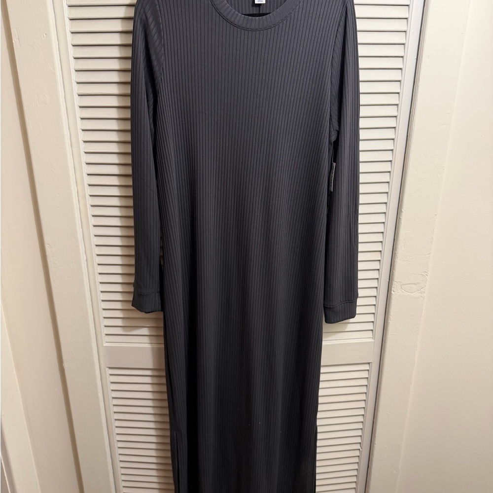 Old Navy Dark Gray Ribbed Long Sleeve Dress